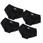 4Pcs/Set Panties Sexy Briefs Lace Trims Panties For Women Comfort Breathable Panty Low-Rise Lingerie M-XXL Ice Silk Underwear
