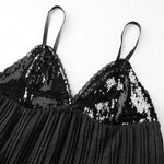 Women's Summer Solid Color Sequin Cami Tops Sleeveless Spaghetti Strap Deep V Neck Camisole