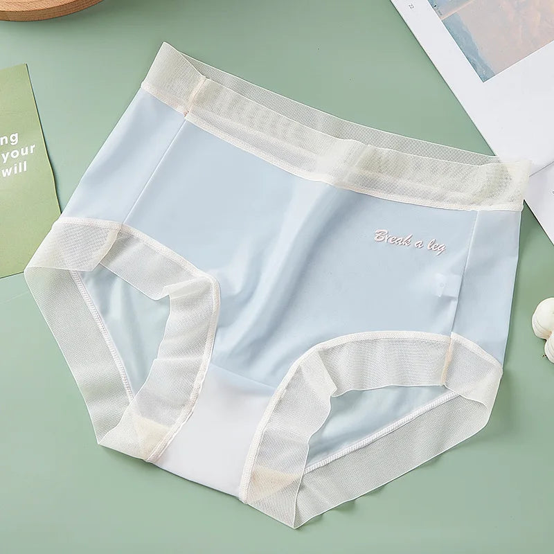 Plus Size M-3XL Underpants Summer One-piece Underwear Ice Silk Seamless Women's Panties Sexy High Waist Breathable Thin Briefs