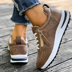 Casual Lace-Up Platform Sneakers for Women Autumn 2025 Solid Plus Size Shoes Woman Non-Slip Zip Female Sports Shoes