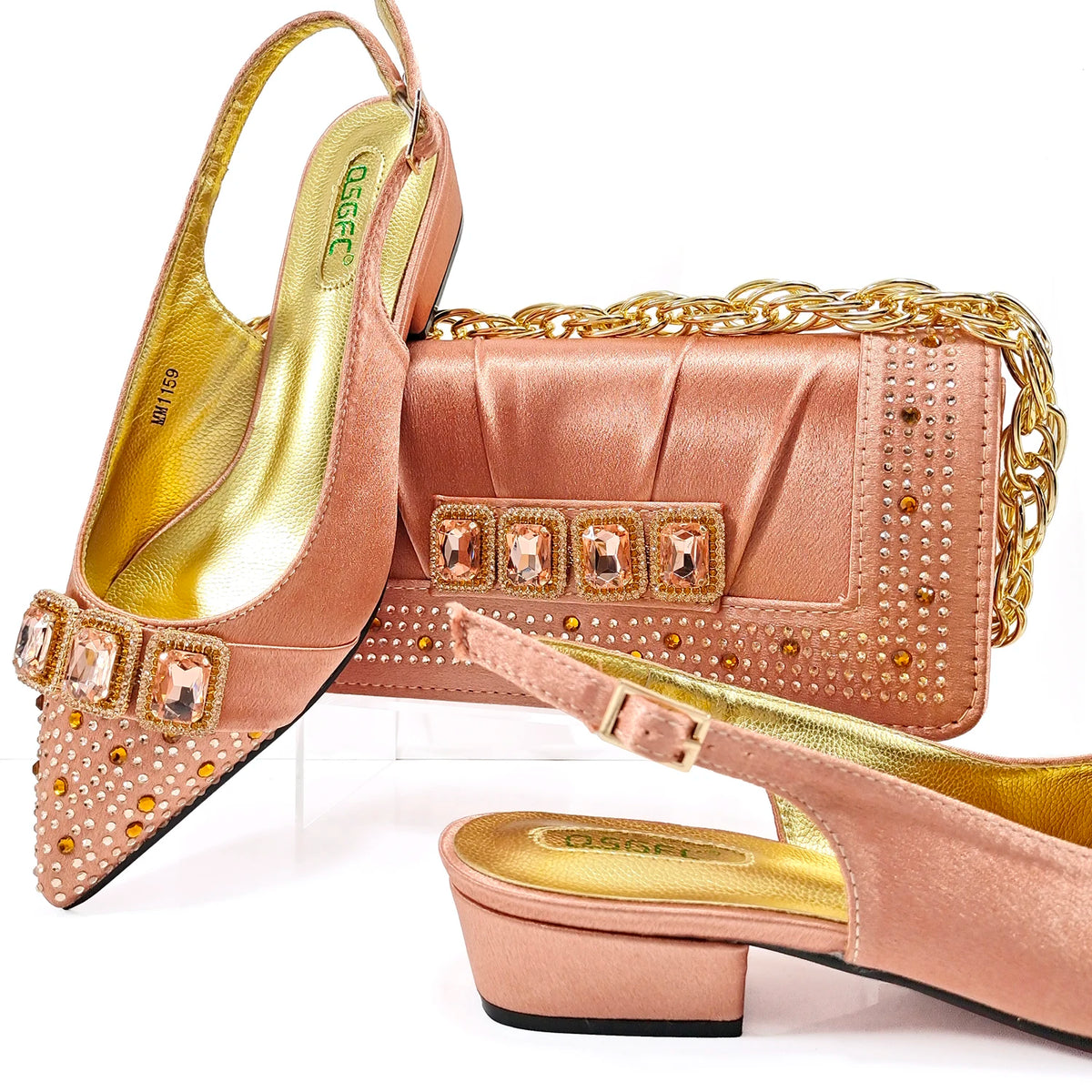 Doershow New Arrival Shoes and Bag Set African Sets 2024 Olive Nigerian Women Shoes and Matching Bags Set for wedding1-11