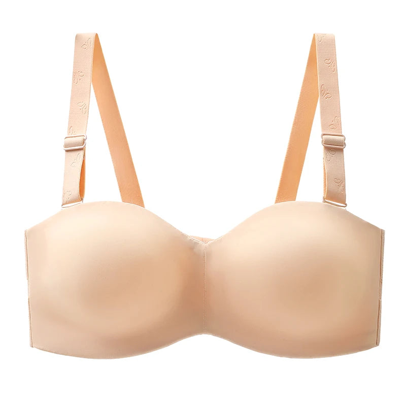 Women's Non-Padded Strapless Bra Invisible Bra Minimizer Support Unlined Strapless Bra Big Size Anti-slip B-CD E F G 32-40 42 48