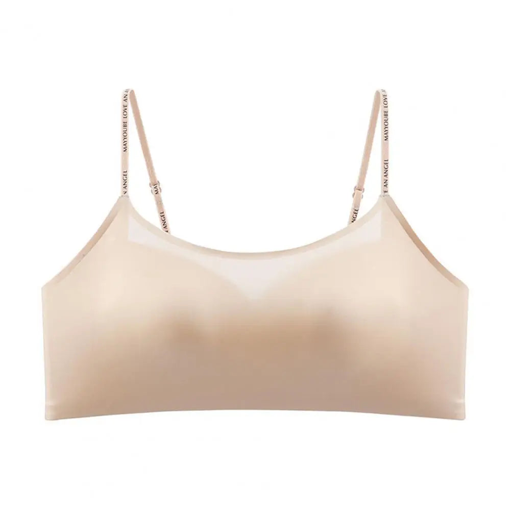 Women's Satin Bra No Underwire Seamless Bralette with Adjustable Spaghetti Strap Soft Wireless Support Padded Bra