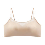 Women's Satin Bra No Underwire Seamless Bralette with Adjustable Spaghetti Strap Soft Wireless Support Padded Bra