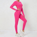 Women's Seamless Yoga Jumpsuits Backless Sexy Long-Sleeved One-Piece Butt-Lifting Gym Nude Feel Workout Gym Training Bodysuits