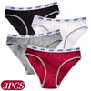 3Pcs/Set Women Low Waist Briefs Letter Waistband Casual Sport Style Panties Rib Knit Cotton Stretch Underwear Ladies Underpants