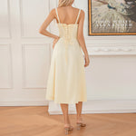 Women Summer Solid Color Long Dress Sleeveless Bandage Party A-line Dress for Cocktail Nightclub Beach