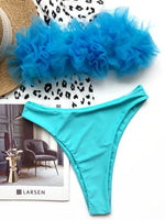 2025 New Sexy 3D Flower Mesh Ruffled Swimsuit High Waist bikini Women Bandeau Swimwear Female Two Pieces Bikini set Bathing Suit