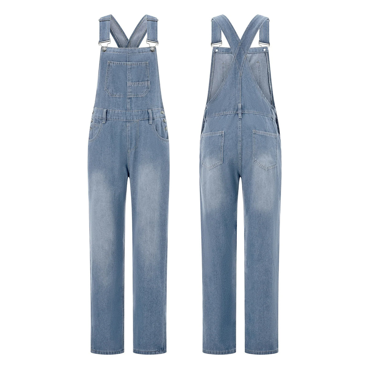 Women Denim Long Jumpsuits Casual Wide Leg Suspender Pants Romper Summer Baggy Bib Overalls