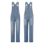 Women Denim Long Jumpsuits Casual Wide Leg Suspender Pants Romper Summer Baggy Bib Overalls