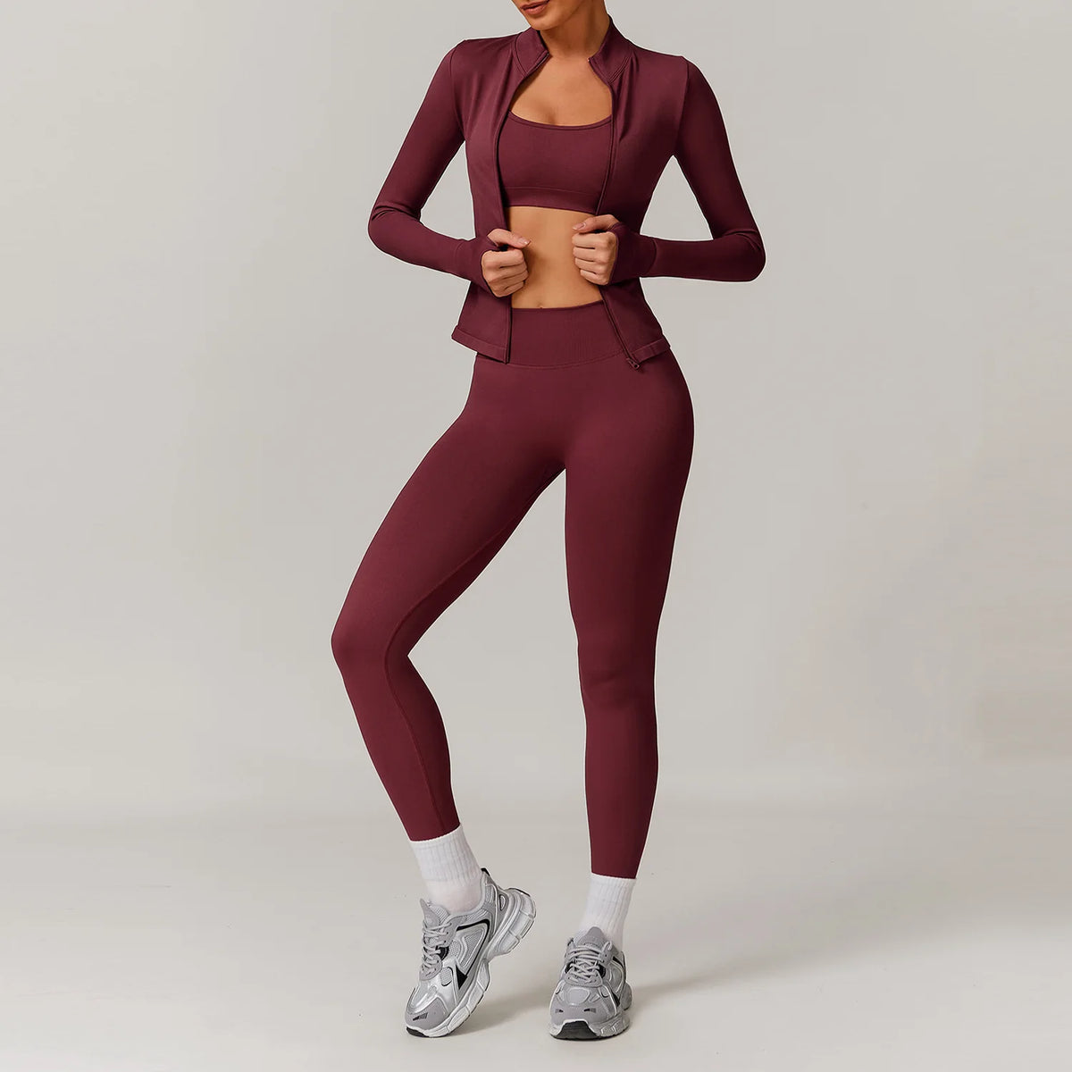 2/3PCS Yoga Set Women Workout Set Seamless Sportswear Gym Clothing Fitness Long Sleeve Crop Top High Waist Leggings Sports Suits