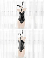 Mai Sakurajima Bunny Girl Cosplay Costume Women Sexy Lingerie PU Leather Bodysuit with Tie and Headband Set Anime Outfit