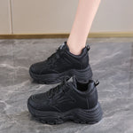 White Platform Women's Sneakers 2025 Autumn Lace-Up Thick Bottom Sports Shoes Woman Pu Leather Breathable Walking Shoes Female