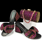 doershow High Quality African fashion Style Ladies Shoes And Bags Set Latest SILVER Italian Shoes And Bag Set For Party HJJ1-10
