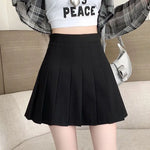 Preppy Style Women Pleated Skirt High Waist A-Line Mini Skirt School Girl Skirt JK Uniform Skirt Skater Skirt Black Plus Size