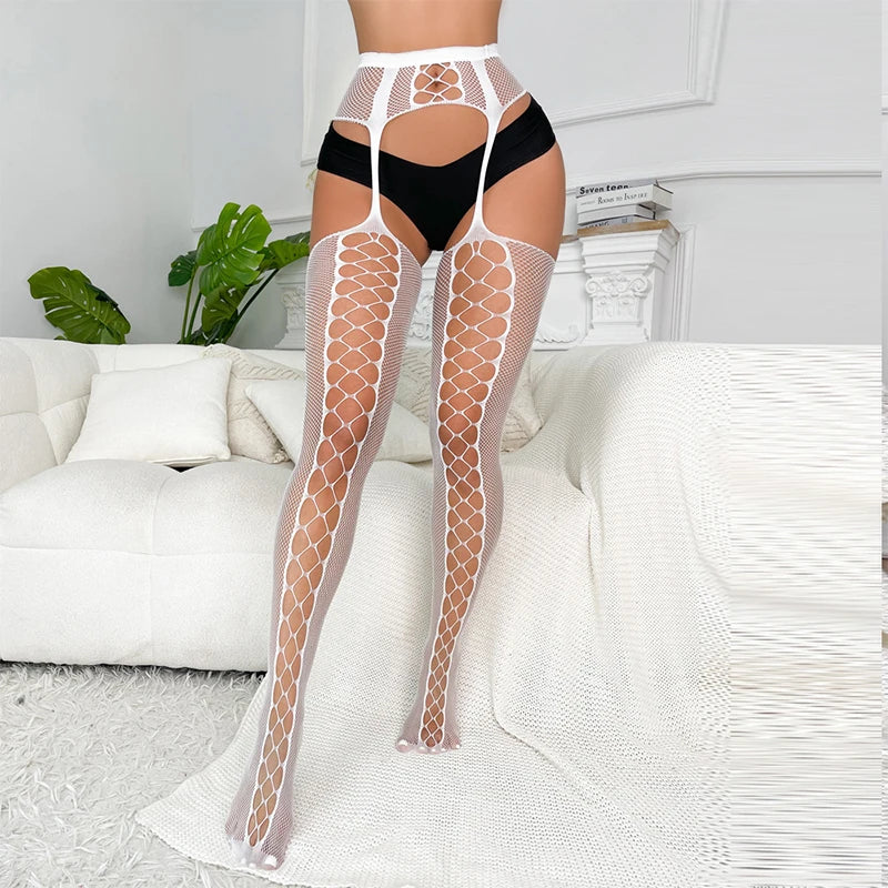 Summer Tights For Women's Fishnet Clothes See-through Body Stockings , High Waist Sexy Long Socks Female Lingerie High Stretch