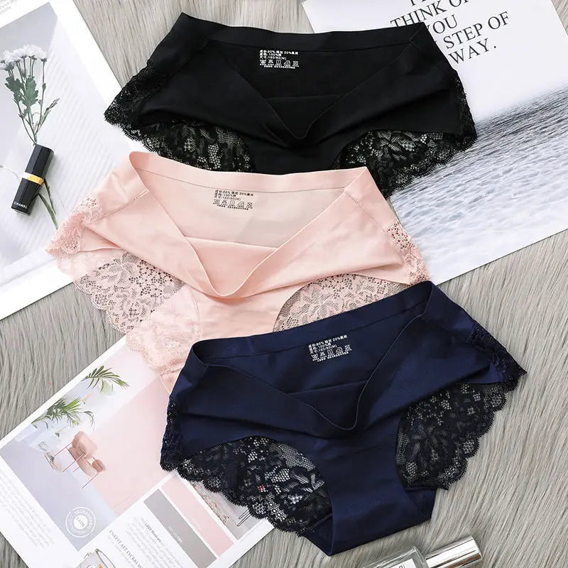 Women's Panties Sexy Lace Seamless Female Underwear Low-Waist Plus Size XXXXL Elasticity Briefs for Ladies Breathable Lingerie