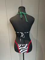 Sexy Red Zebra Print Contrast Bikini Set 2026 Women Double Strap Push Up Bra Bandage Thong Swimwear Bathing Suit Micro Swimsuit