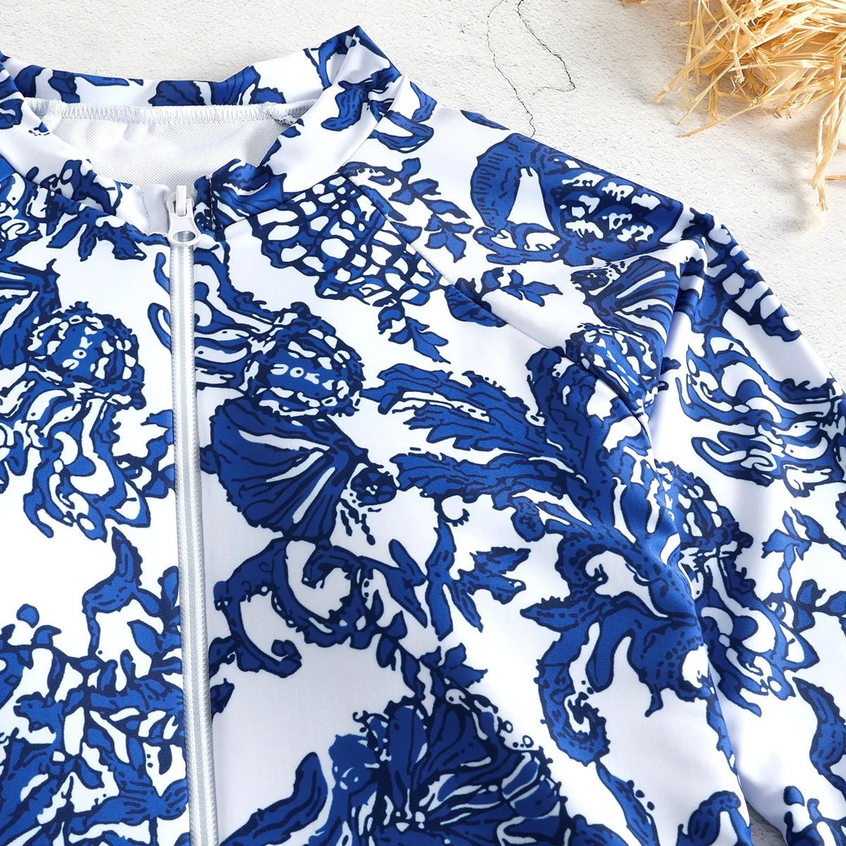 2024 New Women Swimsuit One Pieces Sexy Sports Wear Print Ladies Bathing Suit Long Sleeves Beach Wear Surfling SuitRashguad