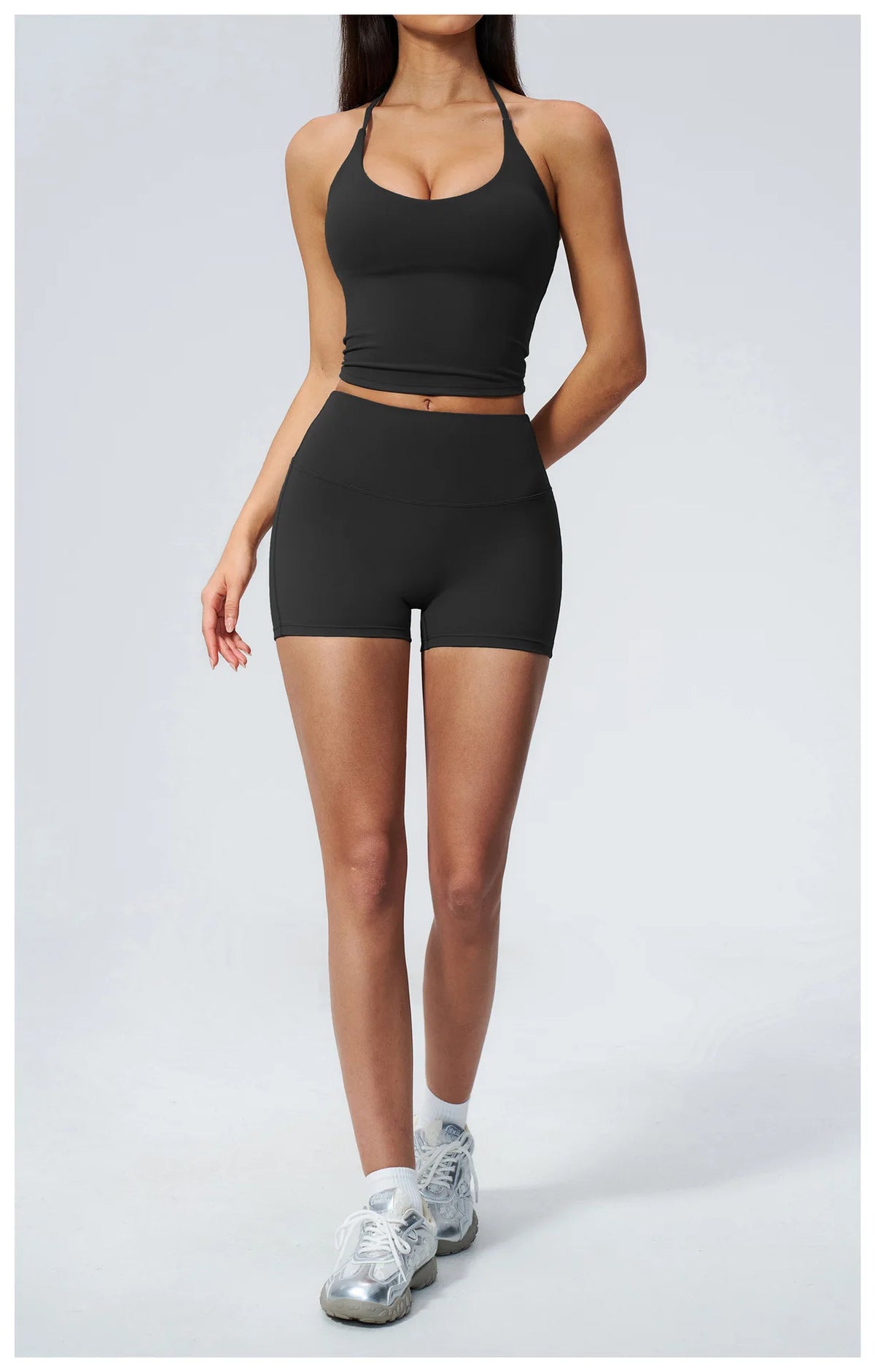Quick Drying 2 Pcs Yoga Sets Women V Neck Slimming Sports Tank Top High Waist Shorts Fitness Suit Outwear Gym Running Tracksuits