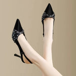 Pointed Toe High Heels Women Dot Sandals 2026 Summer Singbacks Mules Shoes Elegant