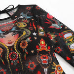 S - XXL 3PCS New Printed Long Sleeve With Pants Sarong Women Swimwear One Piece Swimsuit Female Bather Bathing Suit Swim K7180