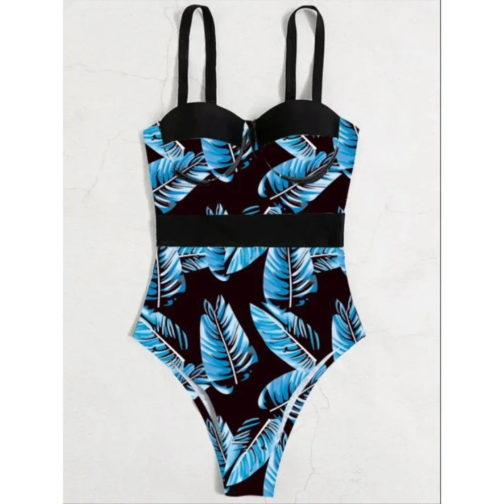 Print Push Up Swimsuit One Piece Swimwear Women High Waisted Swimming Suit Brazilian Monokini Bodysuit Beach Wear Bathing Suit