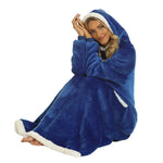 New 120/150cm Winter Thick Blanket Extra Plush Hoodie Lengthened Large Pocket Imitation Cashmere Home Coat Fleece TV Blanket 1pc