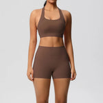 2PCS Yoga Set Gym Clothes Sportswear Women Tracksuit Fitness Tracksuit Workout Suit Sports Bra Gym High Waist Push Up Shorts