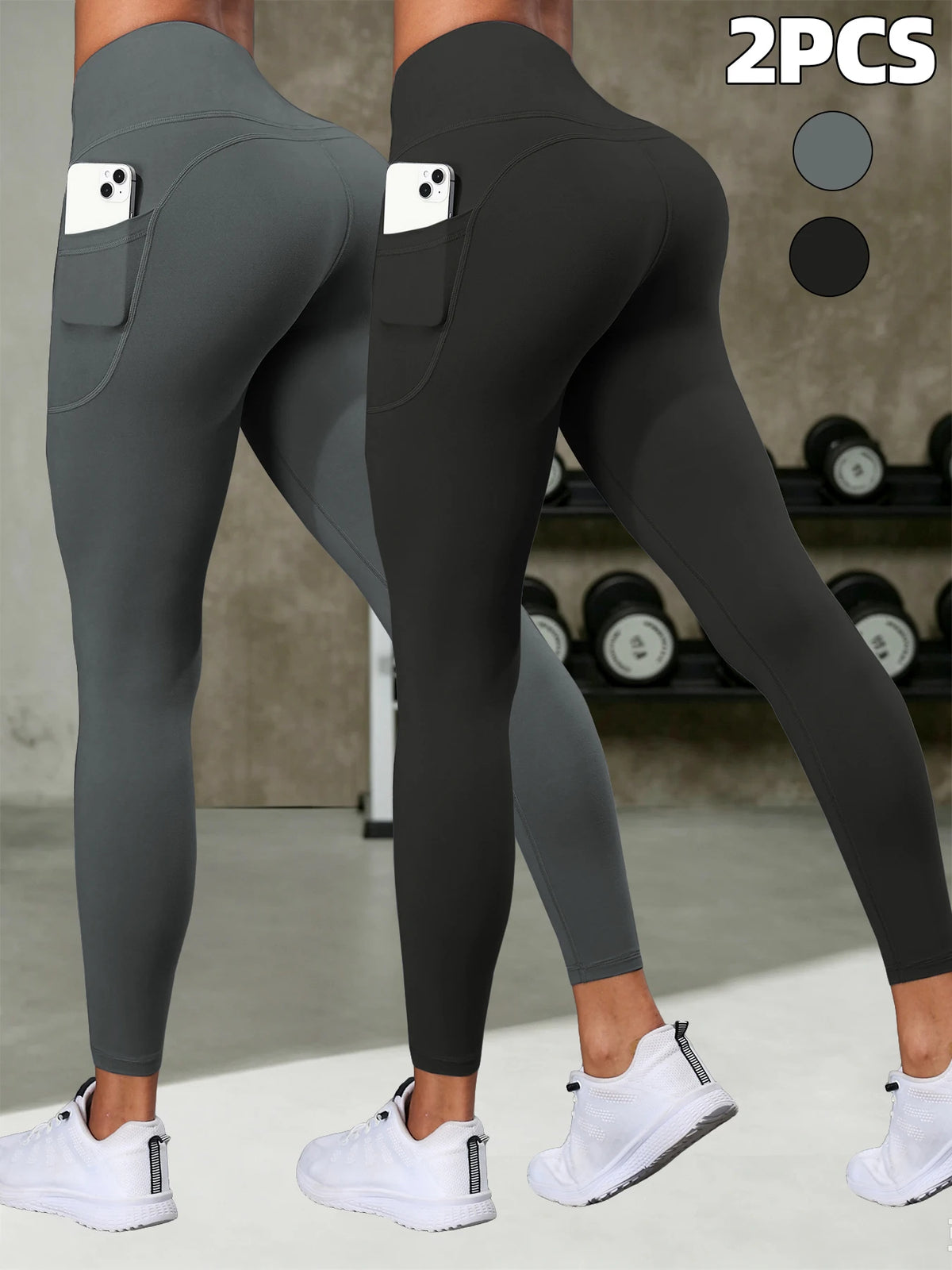 1/2 Pcs Super Soft Sports Leggings With Pockets For Women High Waisted Workout Yoga Running Push Up Fitness Tight Pants Women's