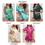 Women's Sleepwear Silk Satin Pajamas Set Button-Down Pyjama Shorts Suit Pijama Femme Loungewear Pj Sets Solid Color Home Clothes