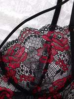 Lady's Sexy Lace Black Strapless Nightgown, Transparent Lace Nightgown, Floral Pattern with Strapless Transparent ZA825133