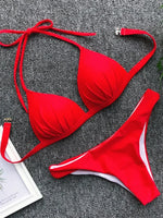 2025 Halter Bra Cup Bikini Women Swimsuit Female Push Up Swimwear Two Pieces Bikini Set Brazilian Bather Bathing Suit Swim Lady