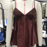 Womens Summer Loose Hem Sleeveless Cami Top Babydoll Tank Tops V Neck Spaghetti Strap Camisoles with Lace Trim