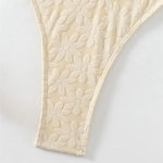 Sexy Off White Flower Swimwear One Piece Swimsuit Women Cross Bandage Cut Out Monokini High Cut Bathing Suit Swimming Beach Wear
