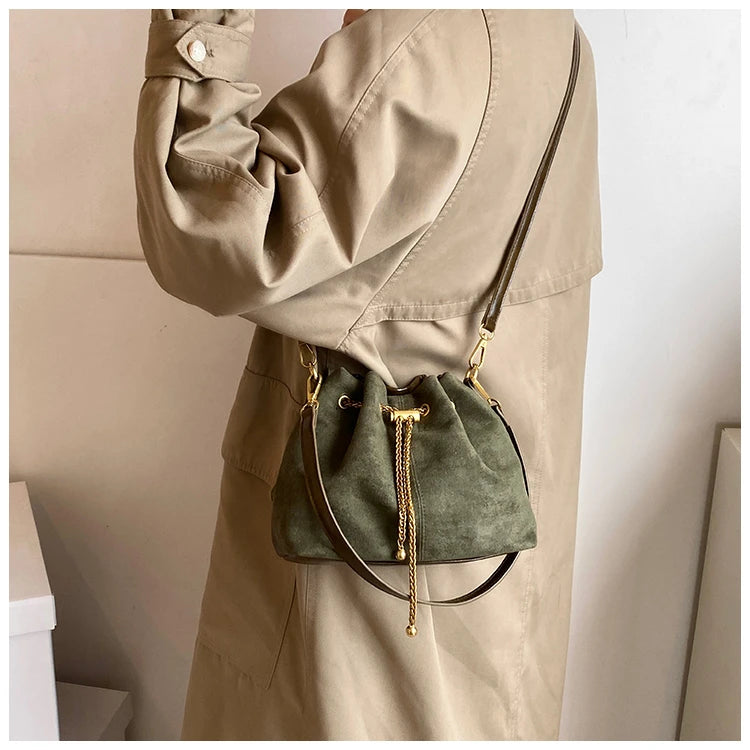 2026 Soft Commuting Crossbody Bags Faux Suede Sewing Hot Sale Bags for WomenThread Solid Color String Women's Handbags