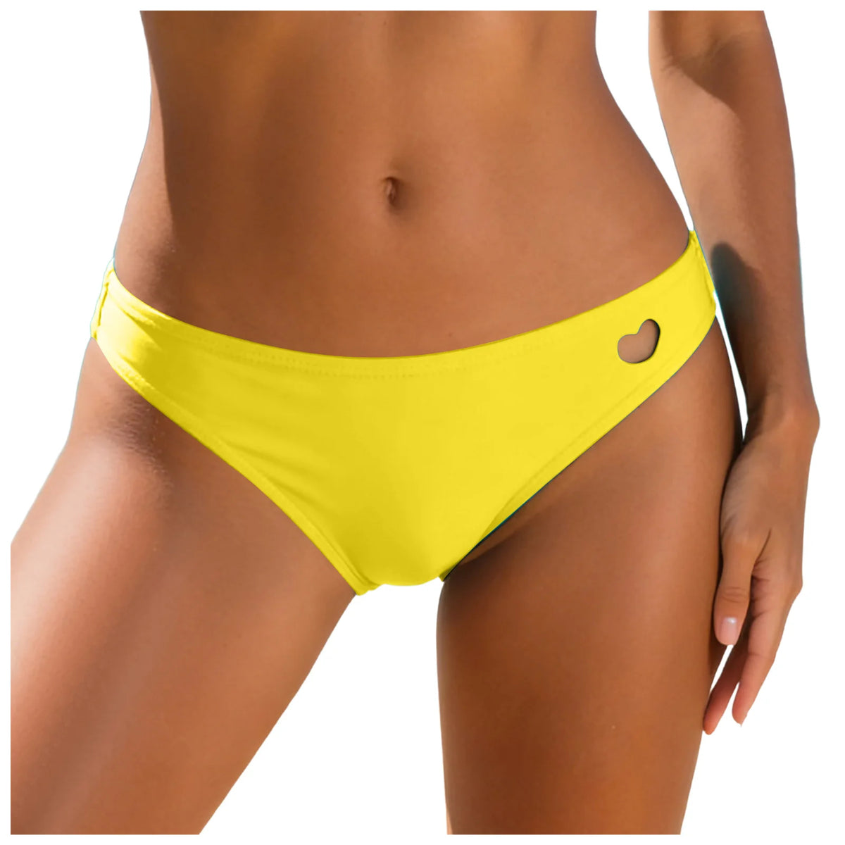 2026 New Bikini Bottoms Women's Swimsuit Low Waisted Solid Heart Cut Out Swimwear Thong Beachwear Brazilian Bathing Suit Summer