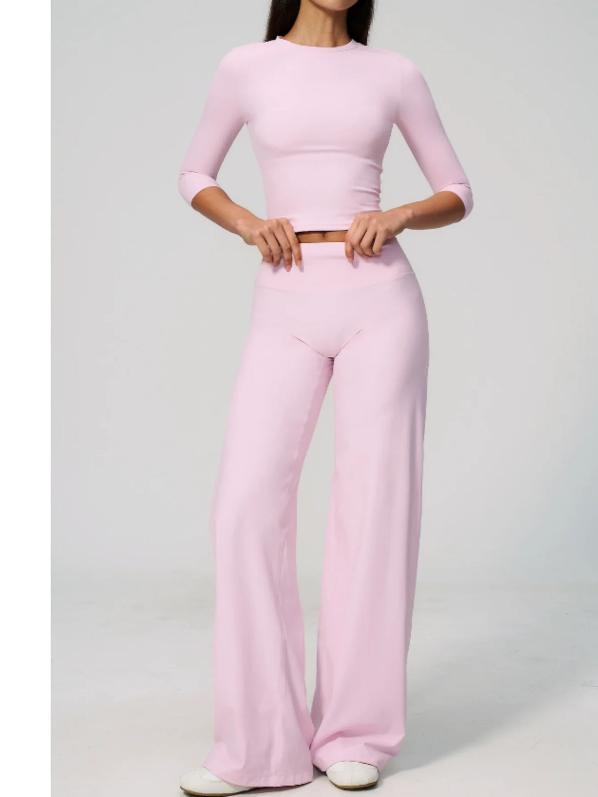 Women Tracksuit Yoga Sets Half Sleeve O Neck Slim Sports T Shirts Fitness Suit Outdoor High Waist Flare Pants Workout Clothes