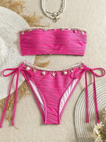 XS - XL Wrinkled Shells Bandeau Bikini Women Swimwear Female Swimsuit Two-pieces Bikini Set Bather Bathing Suit Swim Beachwear