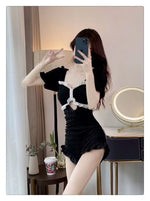 Hot Selling Swimsuit Women's New Black One-piece Cover Belly Slimming Skirt Style Flat Corner Hot Spring Conservative Swimsuit
