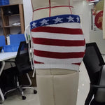 Women Casual Streetwear Shorts Elastic Waist Stars and Stripes Print Slim Fit Skinny Shorts Knitted Micro Shorts