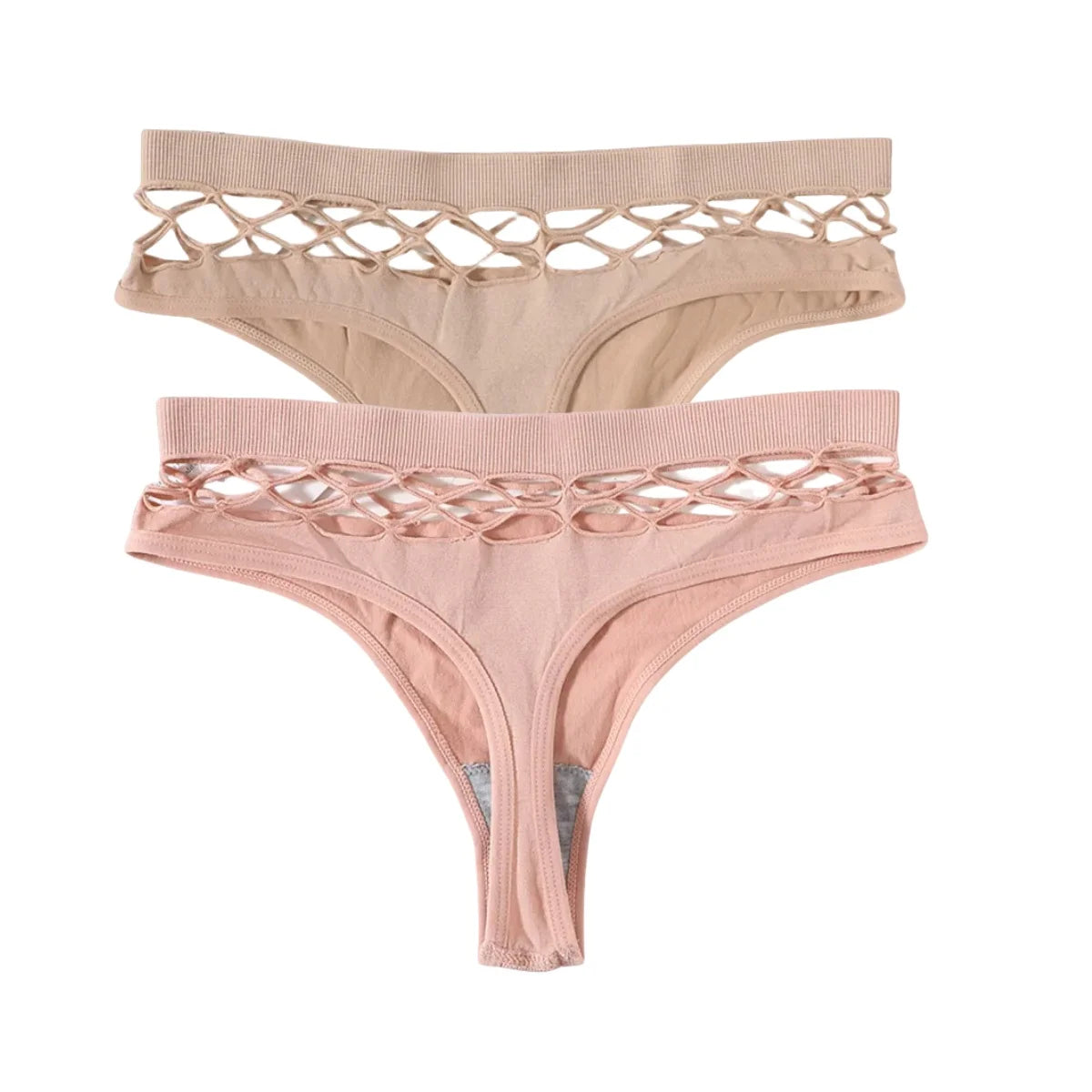 2Pcs/Set Seamless Thongs Panties Women High Rise Underwear Sexy Lingerie Bottoms Female Underpants Hollow G-String Pantys M-L