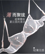 Elegant French Lingerie Set Sexy Embroidery Ultra Thin Bra Thong, Large Bust Minimizer Plus Size Anti Sagging Comfort MOYISU Bra