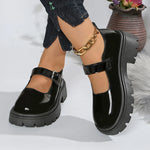 Patent Leather Thick Sole Mary Jane Shoes Women 2025 Ankle Buckle Platform Pumps Woman Round Toe High Heel Lolita Shoes Female