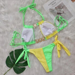 DEKA Splicing Halter Jewelled Diamond Bikini Women Swimsuit Female Swimwear Two Pieces Bikini Set Hollow Out Bathing Suit