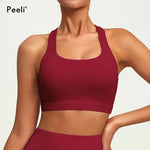 Solid Color Sports Bra Women Cross Back High Support Yoga Bra Sports Top Compression Training Gym Bras Fitness Underwear Woman
