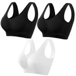 3Pcs/Set Women Seamless Knit Tank Sports Bra Solid Color Bralette Top Wide Strap Integrated Lining Without Pads Lingerie S-5XL