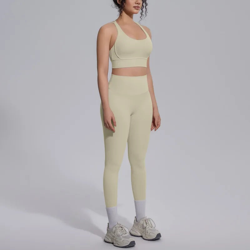 Women's Yoga Set Sports Fitness Running Beautiful Back Slim Fit Bra Hip-lifting High Waist Pants Workout Training Gym Suits