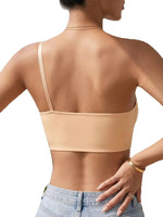Solid Women's One Shoulder Seamless Bra Front Closure Thin Breathable Comfort Wireless Lingerie