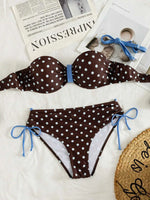 Sexy Black Polka Dot Print Bikini Set 2026 Women Pleate Push Up Drawstring Side High Waist Swimsuit Beach Bathing Suit Swimwear